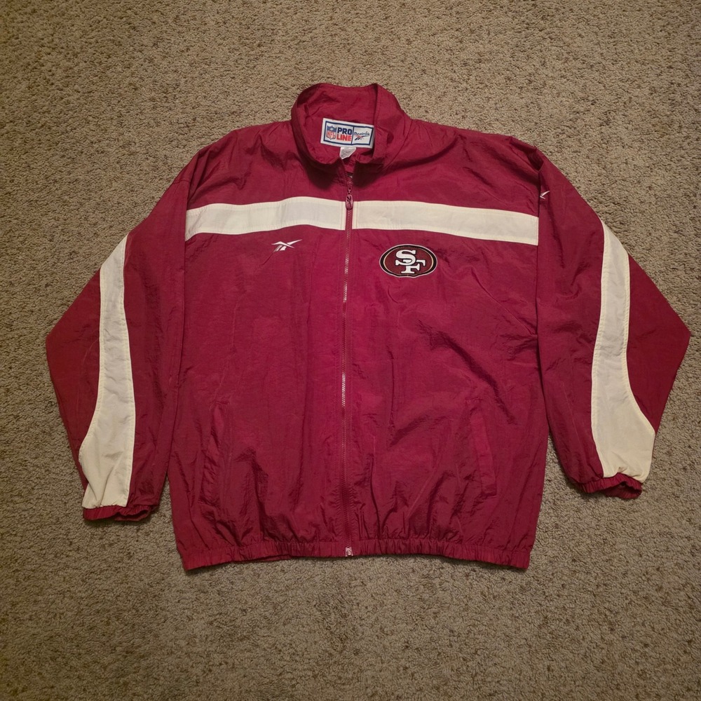 San Francisco 49ers Jacket Vintage Reebok NFL Pro Line Windbreaker Red Mens 2XL